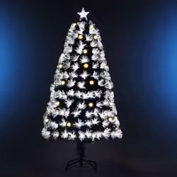 HOMCOM 5ft White Light Artificial Christmas Tree w/ 180 LED Star Topper Tri-Base