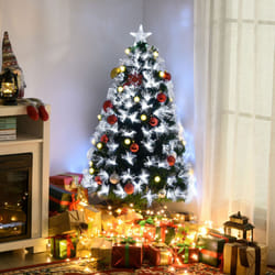 HOMCOM 4ft White Light Artificial Christmas Tree w/ 130 LED Star Topper Tri-Base