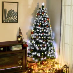 HOMCOM 6ft White Light Artificial Christmas Tree w/ 230 LED Star Topper Tri-Base