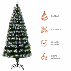 HOMCOM 6ft White Light Artificial Christmas Tree w/ 230 LED Star Topper Tri-Base