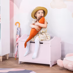 HOMCOM 40x60cm Kids Storage Box Toy Organiser for Child 3 Yrs+ Bedroom Pink