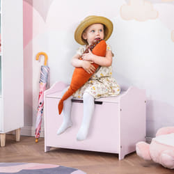 HOMCOM 40x60cm Kids Storage Box Toy Organiser for Child 3 Yrs+ Bedroom Pink