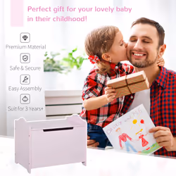 HOMCOM 40x60cm Kids Storage Box Toy Organiser for Child 3 Yrs+ Bedroom Pink