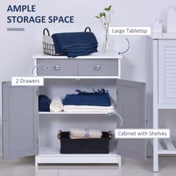 kleankin Bathroom Floor Storage Cabinet with Drawers Door, Grey White