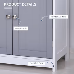kleankin Bathroom Floor Storage Cabinet with Drawers Door, Grey White - Additional view 5