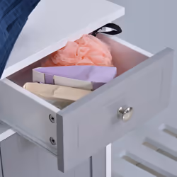 kleankin Bathroom Floor Storage Cabinet with Drawers Door, Grey White - Additional view 7