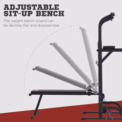 HOMCOM Multifunction Home Workout Station Tower Steel Frame w/ Bench Bars Ropes