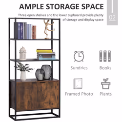 HOMCOM Storage Cabinet with 3 Open Shelves Cupboard for Livingroom Bedroom