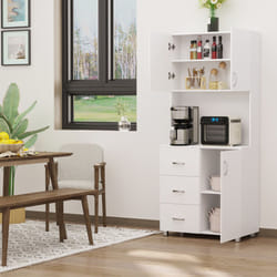 HOMCOM Kitchen Storage Cabinet Wooden Cupboard Organiser, White