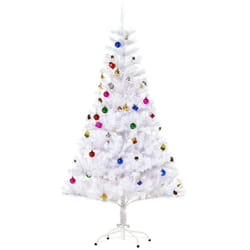 HOMCOM 5ft Snow Artificial Christmas Tree w/ Metal Stand Decorations Home White