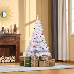 HOMCOM 5ft Snow Artificial Christmas Tree w/ Metal Stand Decorations Home White