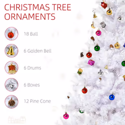 HOMCOM 5ft Snow Artificial Christmas Tree w/ Metal Stand Decorations Home White