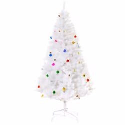 HOMCOM 6ft Snow Artificial Christmas Tree w/ Metal Stand Decorations Home White