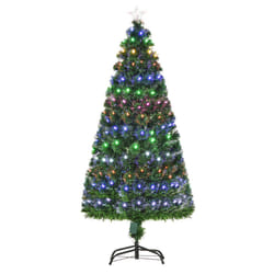 HOMCOM 5FT Pre-Lit Artificial Christmas Tree w/170 Lights Star Topper Metal Base