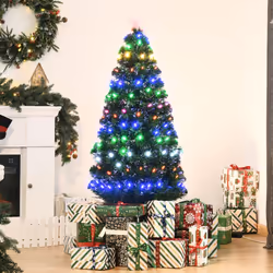 HOMCOM 5FT Pre-Lit Artificial Christmas Tree w/170 Lights Star Topper Metal Base