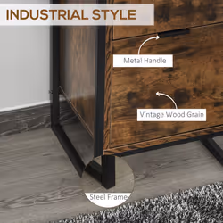 HOMCOM Industrial 3-Drawer Bedroom Chest of Drawers with Metal Frame, Brown - Additional view 4