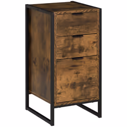 HOMCOM Industrial 3-Drawer Bedroom Chest of Drawers with Metal Frame, Brown - Additional view 8