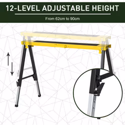 DURHAND Set of 2 Folding Saw Horses Steel Frame w/ Anti-Slip Platform Handle DIY