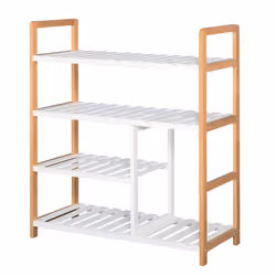 HOMCOM 4-Tier Shoe Rack Home Storage Wood Frame Boot Compartment