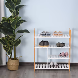 HOMCOM 4-Tier Shoe Rack Home Storage Wood Frame Boot Compartment