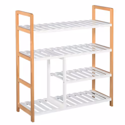 HOMCOM 4-Tier Shoe Rack Home Storage Wood Frame Boot Compartment