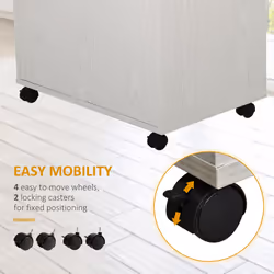 HOMCOM Kitchen Storage Unit Microwave Cart Trolley w/ Cabinet Wheels Shelf White - Additional view 4