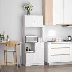 HOMCOM Kitchen Cupboard with Hutch Pantry Storage Cabinet Hutch Microwave Shelf