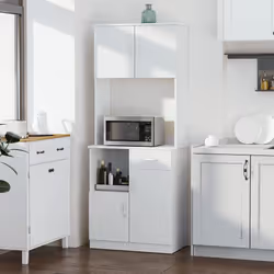 HOMCOM Kitchen Cupboard with Hutch Pantry Storage Cabinet Hutch Microwave Shelf