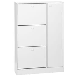 HOMCOM 4 Compartment Shoe Storage Cabinet Shelves Footwear Home Office Hallway