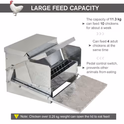 PawHut Automatic Chicken Feeder Galvanized Steel Poultry Feeders 11.5KG - Additional view 7