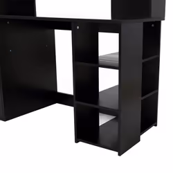 HOMCOM Multi-Storage & Workstation Desk Table Storage Shelves Home Office Black - Additional view 6