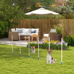 PawHut Dog Weave Pole Set Agility Starter Kit Pet Outdoor Exercise Training Set