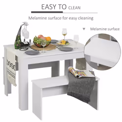 HOMCOM 3 Pcs Modern Dining Table Set w/ Table 2 Bench Seats Compact - Additional view 8