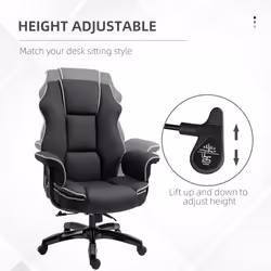 Vinsetto High Back Office Chair with Height Adjustable, Reclining, Black