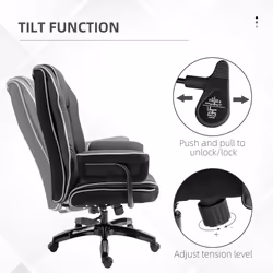Vinsetto High Back Office Chair with Height Adjustable, Reclining, Black - Additional view 4