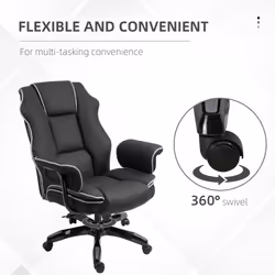 Vinsetto High Back Office Chair with Height Adjustable, Reclining, Black - Additional view 5