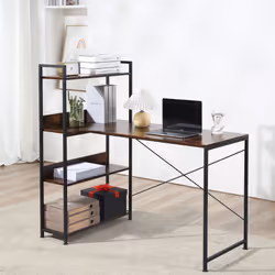 HOMCOM Industrial Computer Desk with Storage Shelf Metal Frame for Home Office