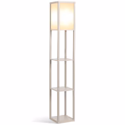 HOMCOM Floor Lamp Reading Lamp with 3-Tier Storage Shelf for Home Office Oak - Additional view 8