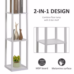 HOMCOM Floor Lamp Reading Lamp with 3-Tier Storage Shelf for Home Office White - Additional view 11