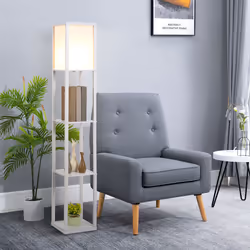 HOMCOM Floor Lamp Reading Lamp with 3-Tier Storage Shelf for Home Office White - Additional view 6