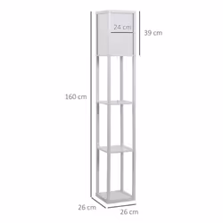 HOMCOM Floor Lamp Reading Lamp with 3-Tier Storage Shelf for Home Office White - Additional view 7