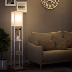 HOMCOM Floor Lamp Reading Lamp with 3-Tier Storage Shelf for Home Office White - Additional view 8