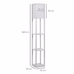 HOMCOM Floor Lamp Reading Lamp with 3-Tier Storage Shelf for Home Office White - Additional view 9
