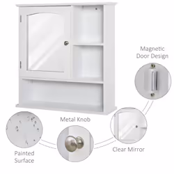 kleankin Wall Mounted Bathroom Mirror Glass Storage Cabinet Cupboard