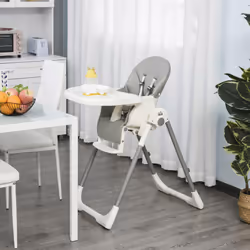 HOMCOM Foldable Baby High Chair Toddler Height Back Footrest Adjustable Grey