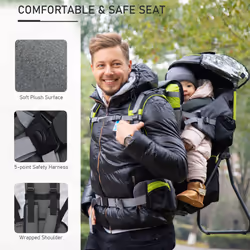 HOMCOM Baby Hiking Backpack Carrier w/ Detachable Rain Cover for Toddlers Black