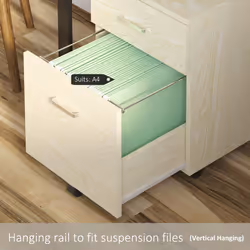 Vinsetto 2-Drawer Locking Office Filing Cabinet 5 Wheels Rolling Storage Oak