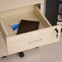 Vinsetto 2-Drawer Locking Office Filing Cabinet 5 Wheels Rolling Storage Oak - Additional view 6