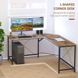 HOMCOM Corner L-Shape Computer Desk Gaming PC Workstation for Home Office