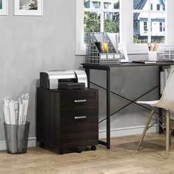 Vinsetto 2-Drawer Locking Office Filing Cabinet 5 Wheels Rolling Storage Brown